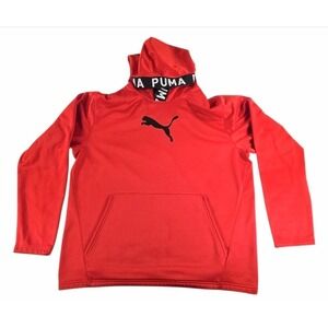 Men's Puma Training Hoodie Sweatshirt Red Large Pre-Owned Athletic Gym Pullover